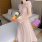 Female Blue Pink Halo Dyed Mesh Elegant Holiday Dress Vintage Slim Super Fairy Bandage Party Dress