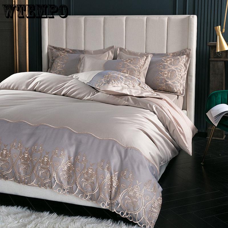 Luxury Duvet Cover Bedding Set Comforter Sets Double Bed Linen Linen Silk Pillowcase 4pcs