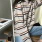 Autumn Winter  Women Fashion Sweater  Knitting Sweater Stripe Round Neck Pullovers Loose Casual Long Sleeve Sweater