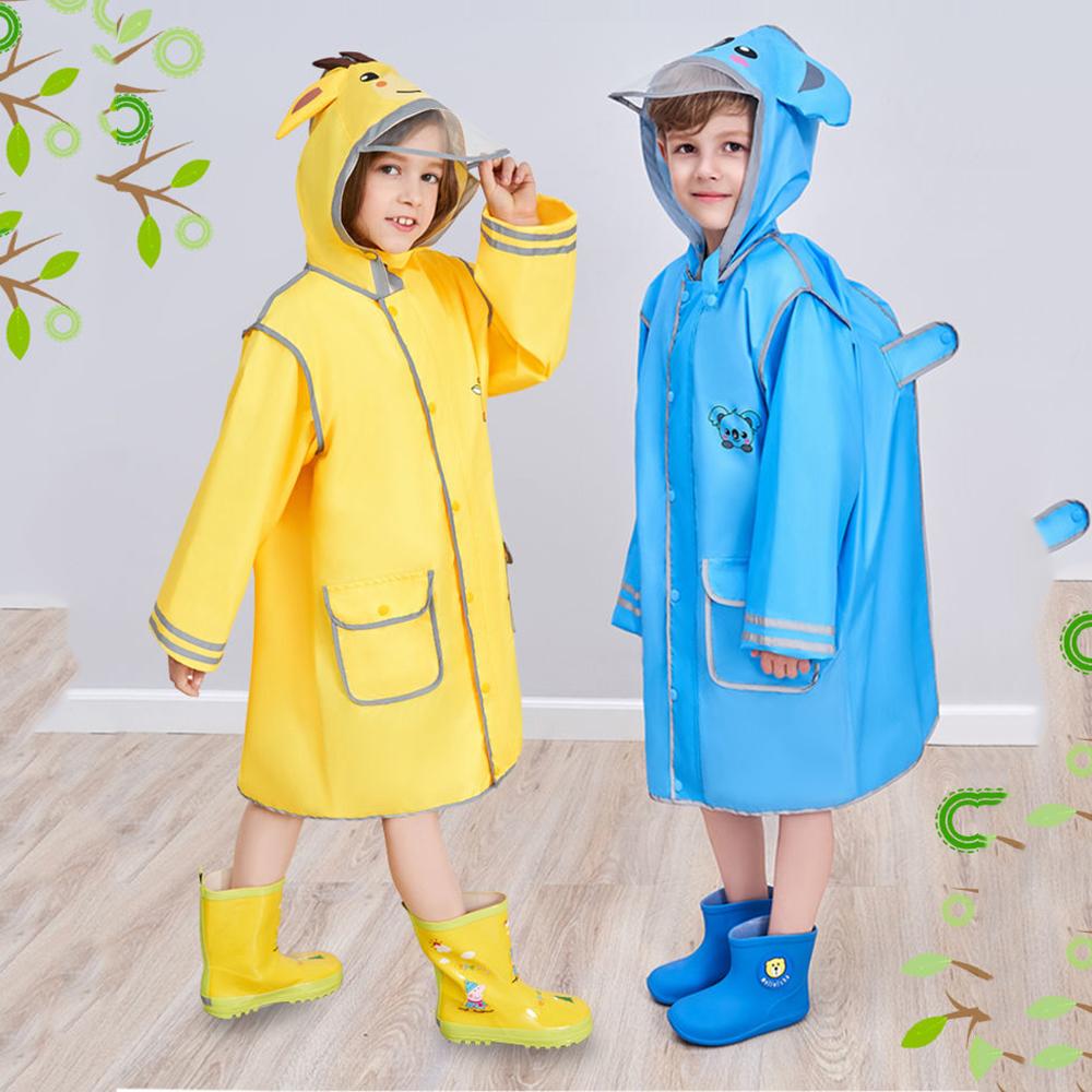 Kid Rain Coat Kawaii Cartoon Printed Raincoat Reflective Stripe Hooded Waterproof Clothes Boy Girl Windbreaker Windproof Rainweaer