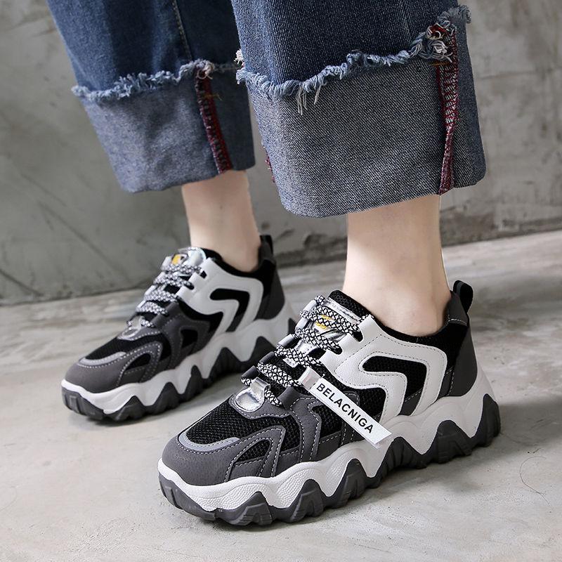 Women Casual Shoes Leather Mesh Platform Shoes Women Sneakers Ladies Dad Chunky Shoes Chaussure