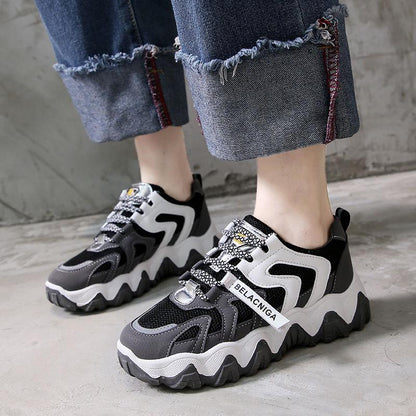 Women Casual Shoes Leather Mesh Platform Shoes Women Sneakers Ladies Dad Chunky Shoes Chaussure