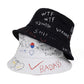 Unisex Alphabet Graffiti Print Fisherman Hat Outdoor Sunshade Fishing Hat Casual Cotton Bucket Hat