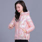 Winter Women Short Glossy Parkas Casual Female Thicken Warm Hooded  Coat Windproof and Rainproof Shiny Light weight Jackets