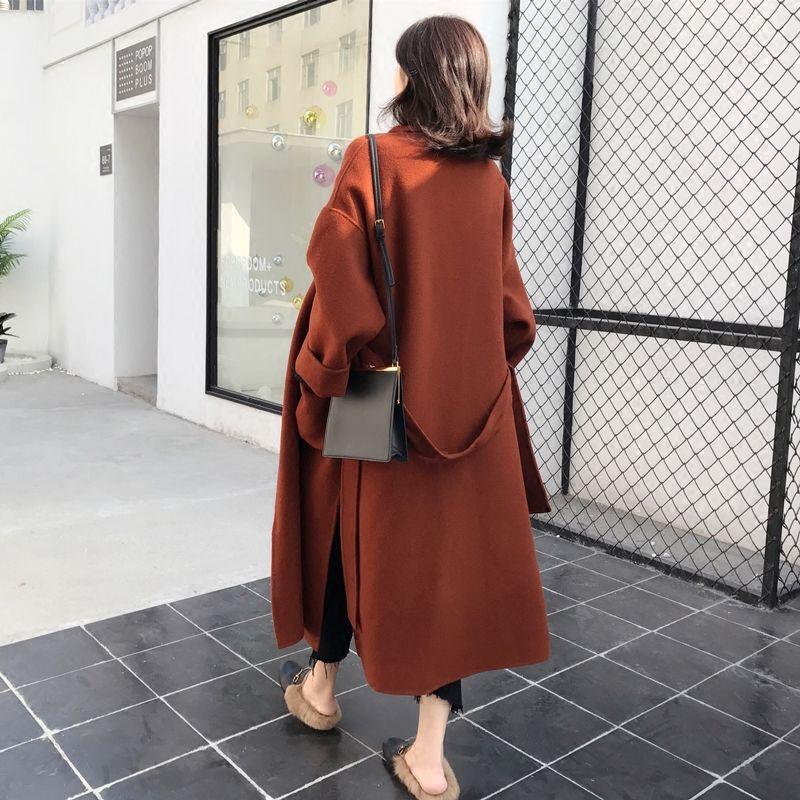 Urban Fashion Solid Women Casual Woolen Coat Female Long Windbreaker Jackets Korean Wool Coat Lady Overcoats