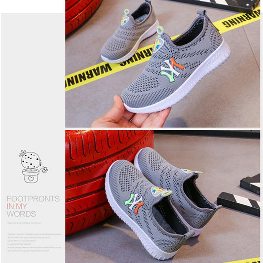 Children's Sports Shoes Spring and Summer Breathable Net Shoes Casual Shoes Flying Woven Soft-soled Non-slip Running Shoes