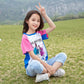 Summer Girls Suits Fashionable Children's Clothing Two-piece Printed Short Sleeve T-shirt+ Denim Pants