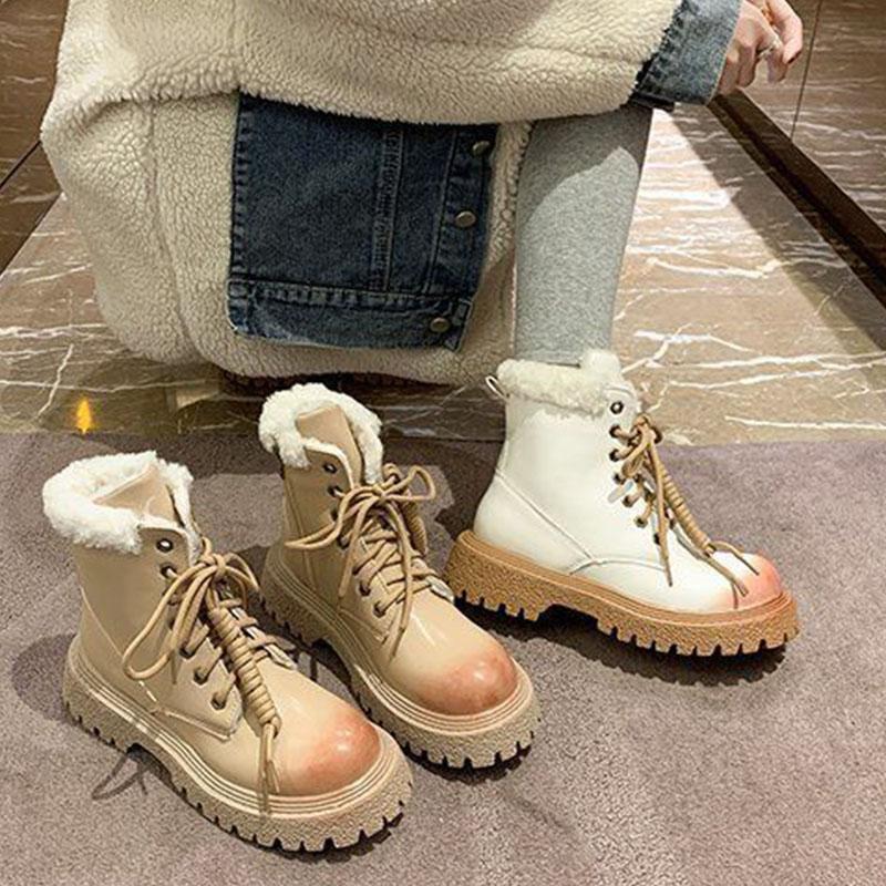 Women's Autumn and Winter Martin Boots Female Plus Size Low Thick Heel Plush Warm Short Boots