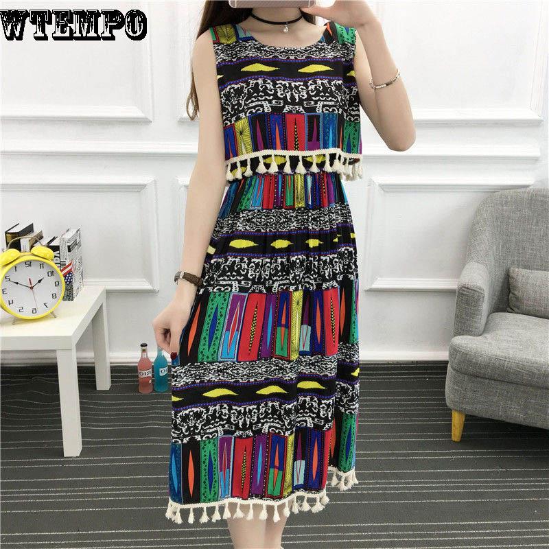 Beach skirt female seaside vacation fringed skirt summer bohemian dress ethnic wind floral