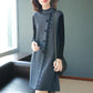 Autumn and Winter Knitted Dress Women's Long-sleeved Lace Stitching Slim Mid-length Pullover Sweater Outwear