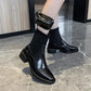 Boots Woman Martin Boots Black Chelsea Boots Thick with Short Boots Autumn and Winter Plus Velvet Warm Snow Boots Cotton Boots