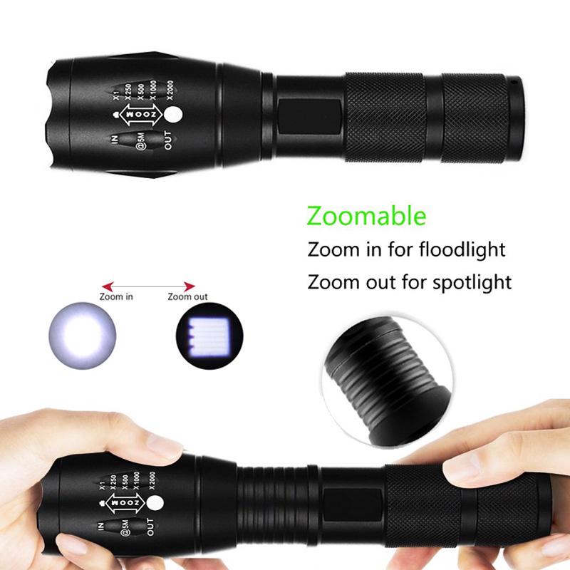 Powerful Waterproof LED Flashlight Portable LED Camping Lamp Torch Lights Self Defense Flashlight