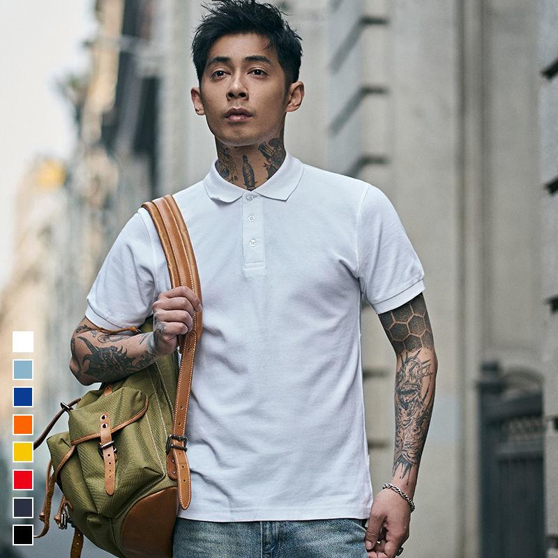 Men's Short Sleeve   Shirt Summer Youth Loose Lapel T-shirt Solid Color Half Sleeve Top