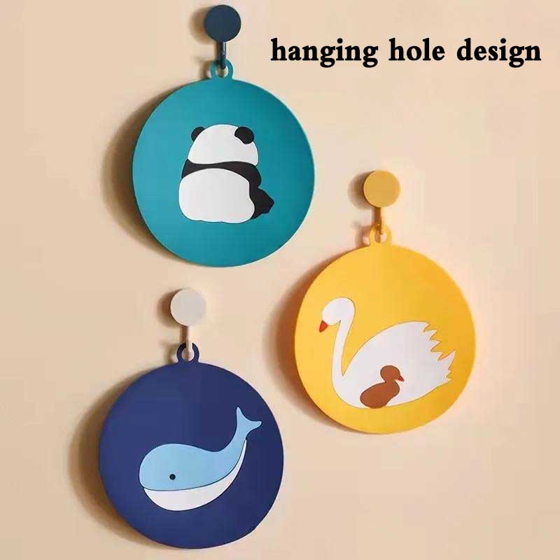 4pcs Cartoon Silicone Large Dining Table Placemat Coaster Kitchen Accessories Cup Mat Bar Mug Cartoon Animal Drink Pads