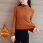 Women  Fleece Sweater Autumn and Winter Warm Knit Sweater Thick High Neck Pullover Sweater Stretch Slim Bottoming Shirt