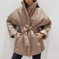 Casual Collected Waisted Parkas Women Fashion Simple Coats Women Elegant Spring Stand Collar Cotton Jackets Female Ladies