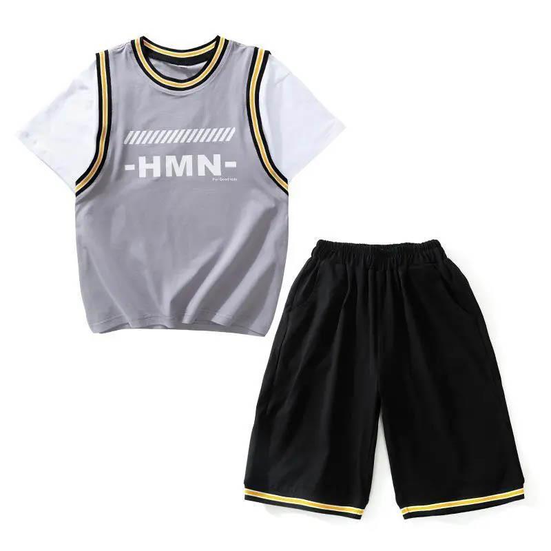 Boys Summer Suit Quick-drying Ball Suit Short-sleeved Shorts Two-piece Children's Loose Sports Leisure Breathable Two-piece