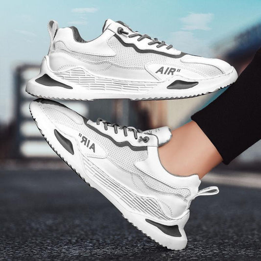 Men Dad Sneakers Platform Leather Mesh Sports Sneakers Lace Up Thick Bottom Trainers Shoes Boys Casual Sneakers Men