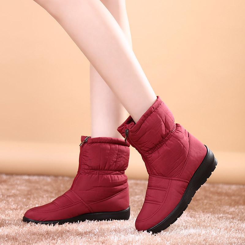 Women Boots Winter Shoes Waterproof Snow Boots Ankle Booties Black Red Warm Non Slip Boots Girls Female Casual Plus Size Boots 35-43