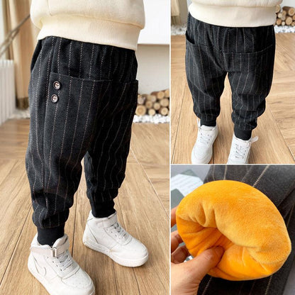 Children's Pants Boys' Casual Pants Winter Plus Velvet Thickening Children's Sports Pants Cotton Baby Trousers