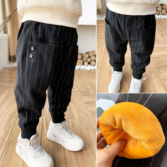 Children's Pants Boys' Casual Pants Winter Plus Velvet Thickening Children's Sports Pants Cotton Baby Trousers