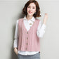 Women's Sweater Vest Short All-match V-neck Woolen Vest Sleeveless Sweater Top Ladies Pure Color Temperament Sweater Vest