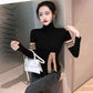 Pofulove Lady Slim Personality Fashion Turtleneck Pullover Thin Long Sleeve Sweater Base Sweater