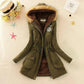 Women Hooded Warm Winter Coats Faux Fur Lined Parkas Lamb Cotton Padded Female Hairy Collar