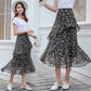 Chiffon Skirt Women's Spring and Summer Mid-length Floral Skirt High Waist Ruffled Skirt