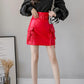 Leather Short Skirt Women's Autumn and Winter High-waisted PU Leather Skirt Loose A-line Skirt Is Thin Outer Wear