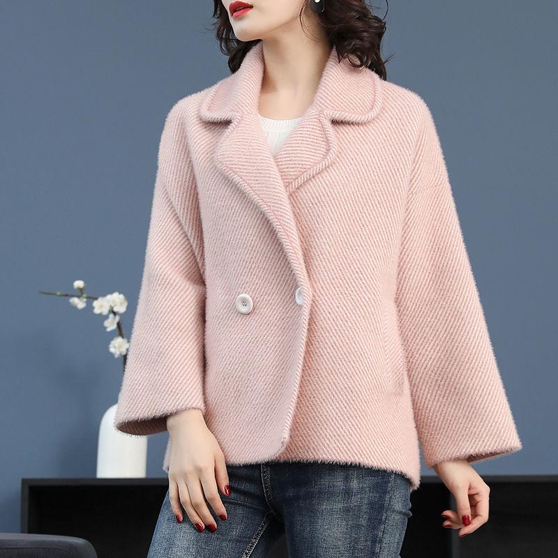 Autumn and Winter Fashion Knitted Cardigan Long Sleeve Lapel Thick Sweater Korean Plaid Jacket