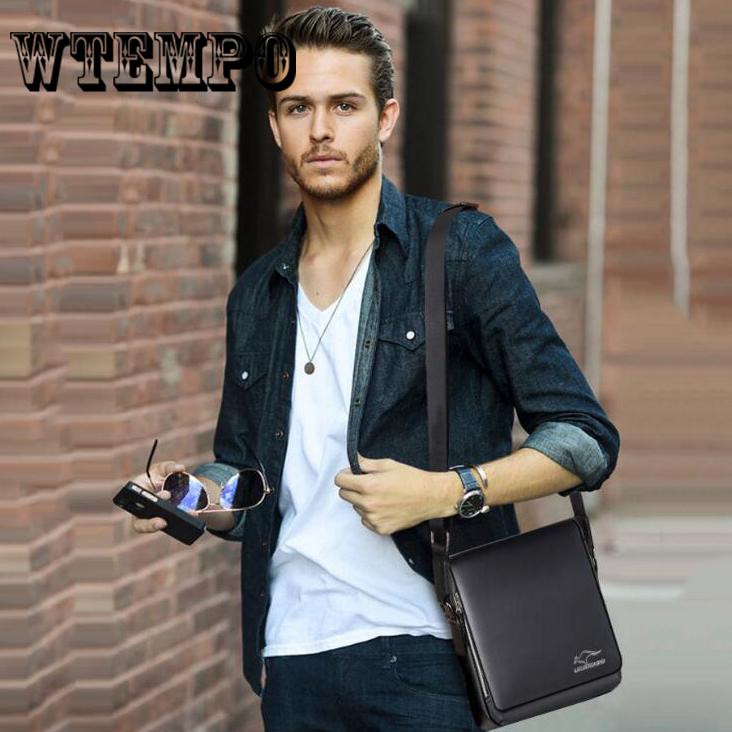 Messenger Shoulder Bag Men Leather Briefcase Casual Business Crossbody Handbag