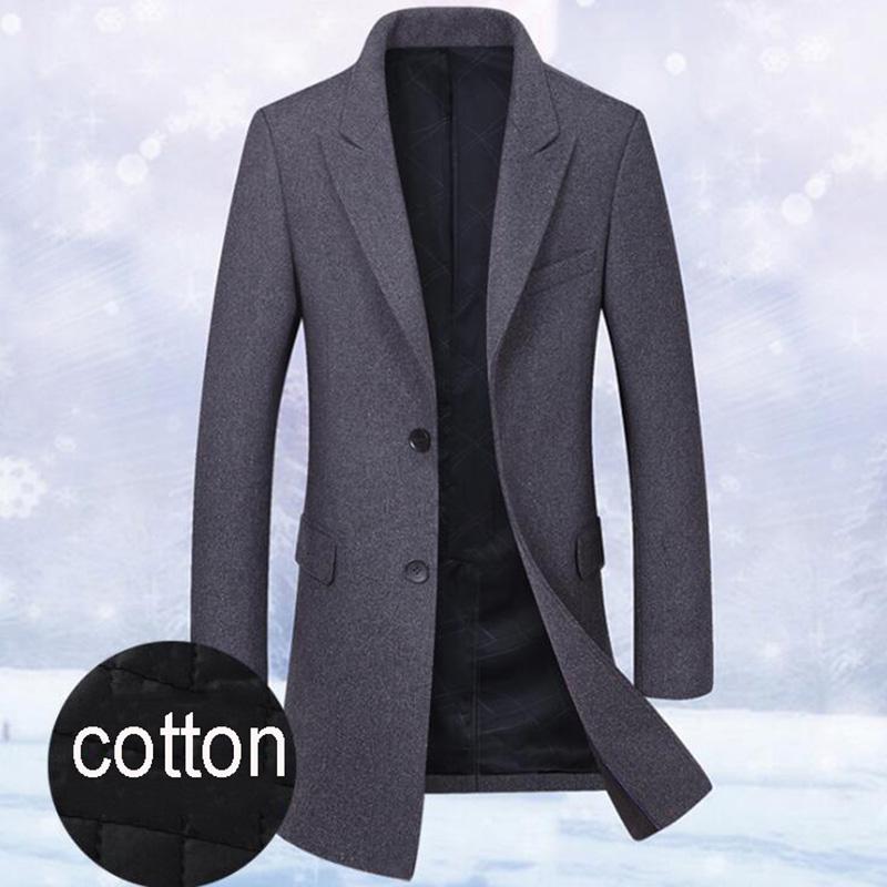 Men's Woolen Coat Slim-fit Woolen Mid-length Thick Men's Trench Coat