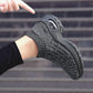Women's Mid High-heeled Sneakers Casual Breathable Mesh Sports Shoes Running Flat Shoes Slip on Thick-soled Dance Shoes