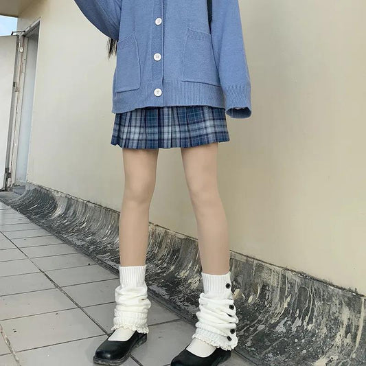JK Stack of Children's Autumn and Winter Warm Calf Set Soft Sister Day Series Knitted White Spicy Girl Socks Set