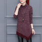 Spring and Autumn Turtleneck Large Size Women's Long Sleeve Fringed Knit Sweater Mid-length Slim Bottoming Shirt