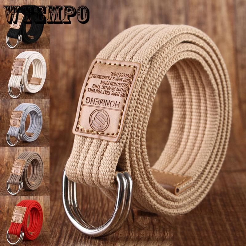 Men's and Women's Wild Canvas Belt Youth Students Double Ring Buckle Canvas Belt Woven Belt