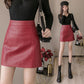 Large Size Leather Skirt Two Layers Anti-glare Back Zipper Women's Clothing High Waist A-line Skirt