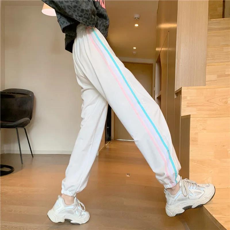 Student Sports Pants Autumn Korean Version of The High-waisted Thin Waist Casual Pants Women's Loose Straight-leg Pants