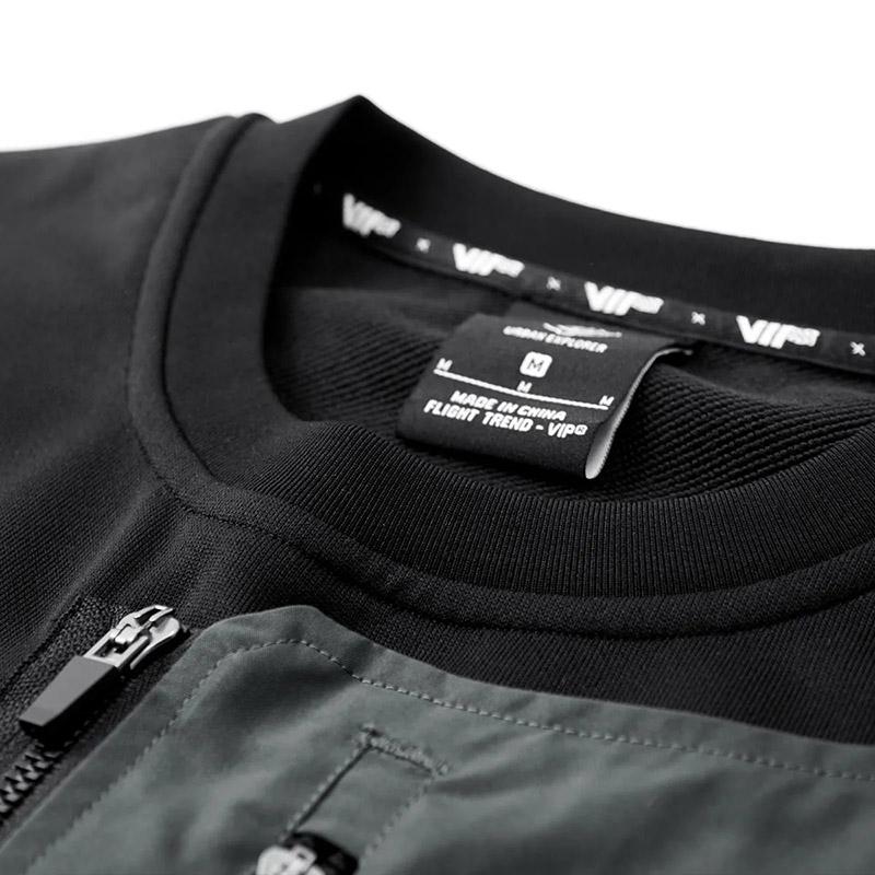Spring and Autumn Sweater Men's Long-sleeved T-shirt Round Neck Fake Two-piece Tooling Top Handsome Loose Casual All-match Pullover Sweater
