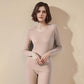 Autumn Clothes O-neck Tops Pants Women Winter Thermal Underwear Tight Suit Thicken Windproof Comfortable Soft Lining Long Sleeve High Elasticity Slim
