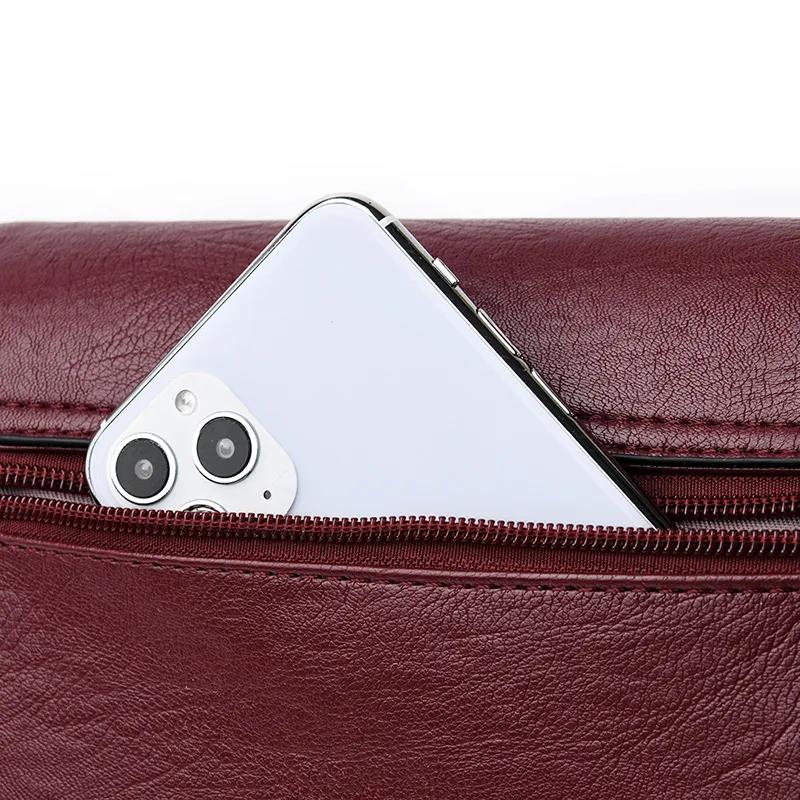 Real Cowhide Women Leather Bag Casual Female Crossbaby Bag Portable Multi-Layer Large Capacity Soft Surface Two Belts 5 Colors Removable Belt