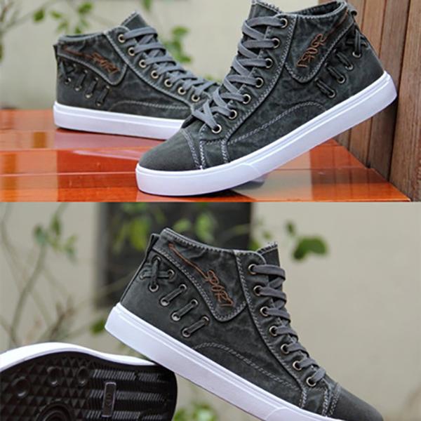 Retro Trendy Boys Canvas Shoes Korean Fashion Casual Shoes High-top Denim Shoes