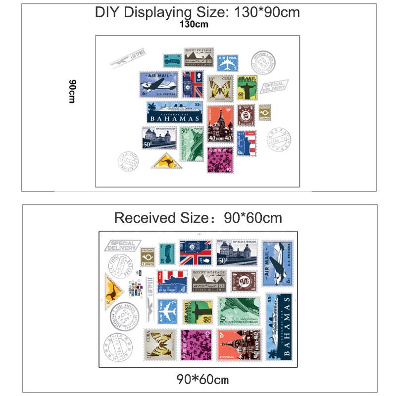 Creative Modern Stamp Album Wall Stickers Stamp Collection For Living Room Bedroom Hobby Art Decals