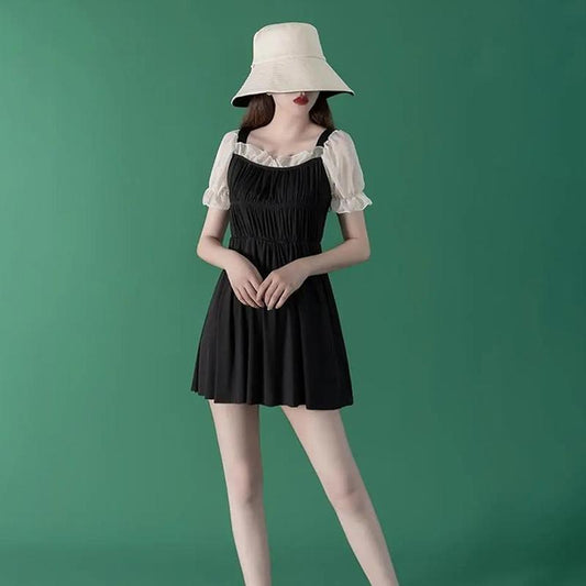 Swimsuit Women's Small Fragrant Wind Thin Belly Thin A-line Version Waist Thin Small Breasts Gathered Skirt-style Swimwear Sweet