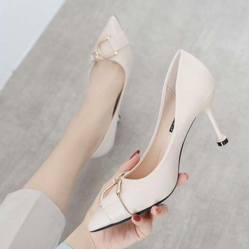 Soft Leather High-heeled Shoes Female Students Stiletto Spring  Autumn Fashion All-match 5cm Single Shoes Women