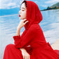 Woman long skirt plus size red chiffon dress woman hooded beach skirt waist long skirt