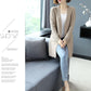Autumn and Winter Wool Cardigan Sweater Large Size Medium and Long Loose Jacket Pure Color Simple Middle-aged Ladies Jacket
