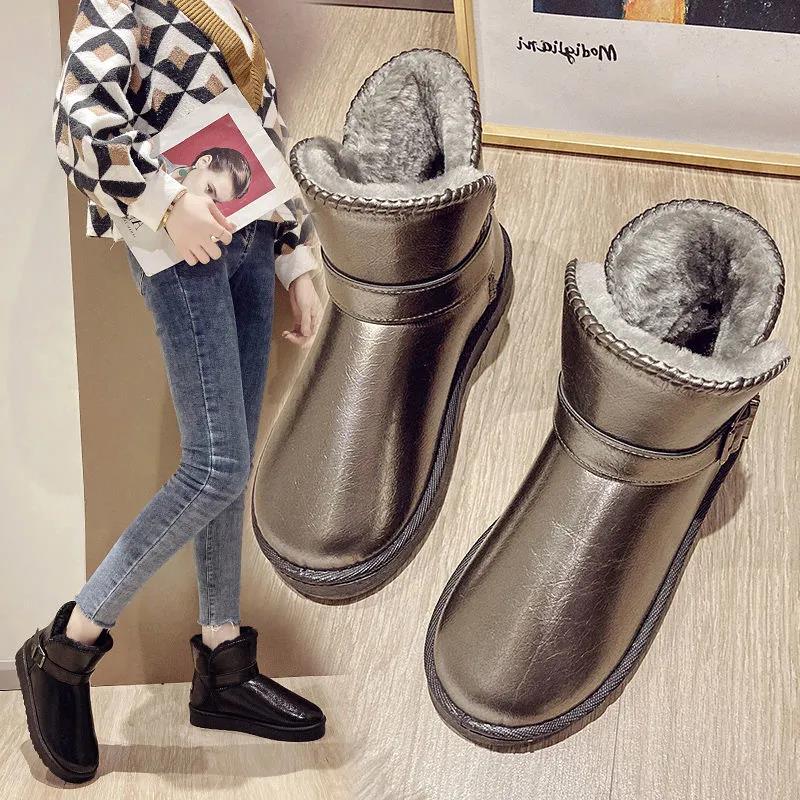 Thicken Plus Velvet Snow Boots Women All-match Flat-bottomed Waterproof Super Warm Cotton Boots Winter Shoes
