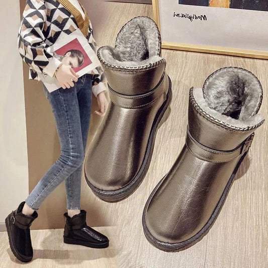 Thicken Plus Velvet Snow Boots Women All-match Flat-bottomed Waterproof Super Warm Cotton Boots Winter Shoes
